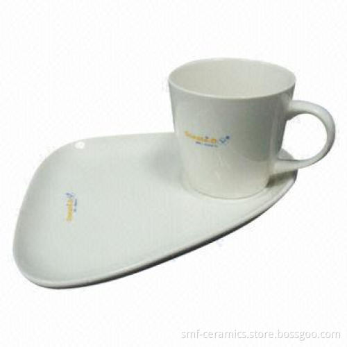 80cc Porcelain Cup and Saucer, Special Triangle Saucer for Hotel Use, Dishwasher and Microwave Safe